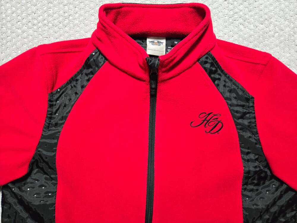 Harley Davidson Fleece Jacket Size 1W Red Black Full Zip